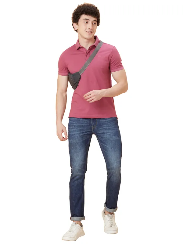 Being Human Men Regular Fit T-Shirts-Mauve Blue